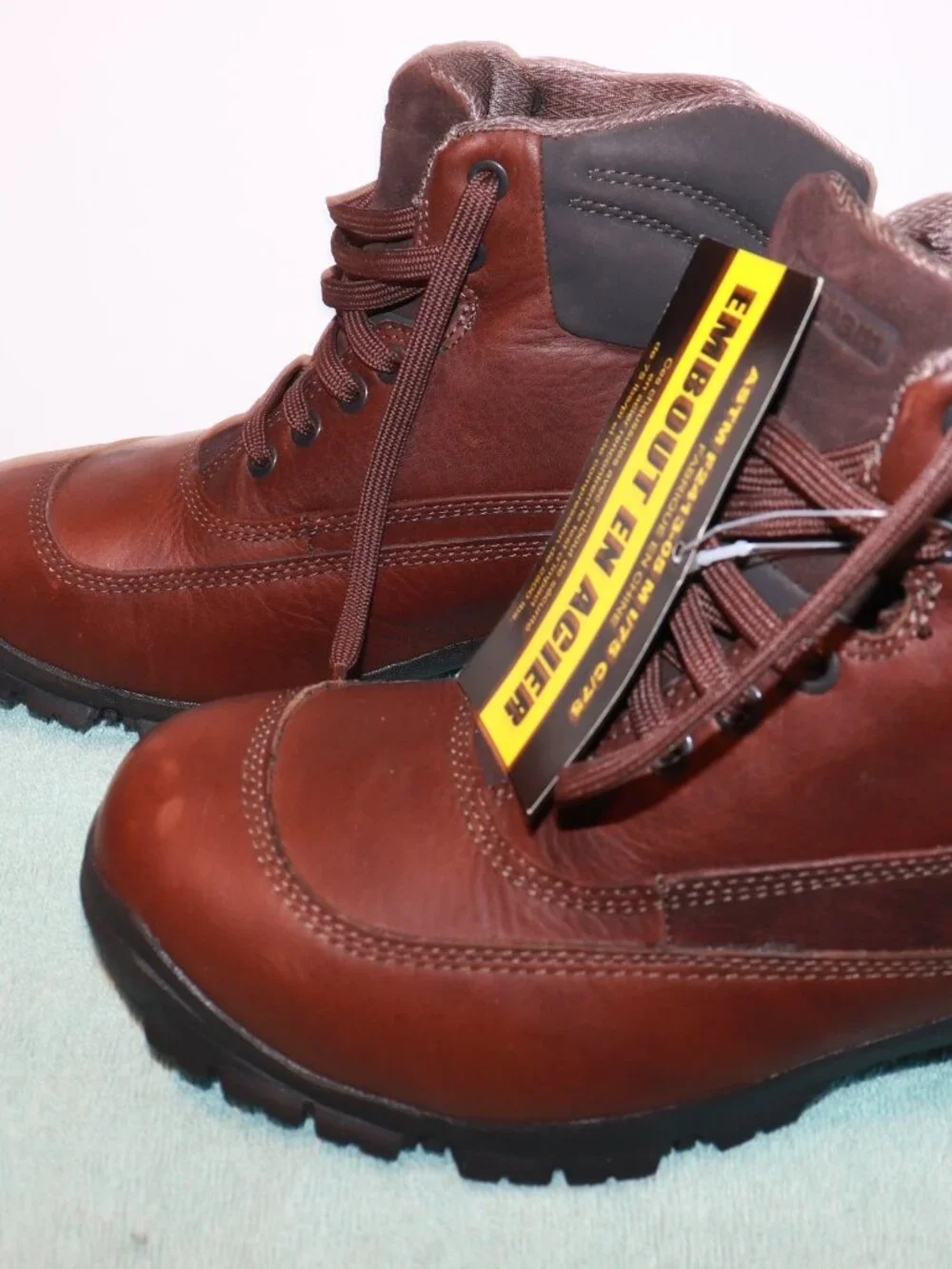 New Dunham Men's Steel Toe Boots Dark Brown Leather Size 7.5